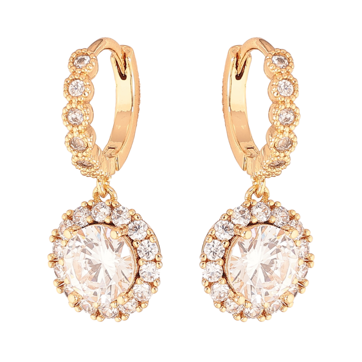 Сережки Xuping колір Позолота 18К підвіски на колечках "Кристальний блиск" фото №5