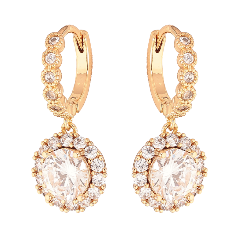 Серьги Xuping цвет Позолота 18К подвески на колечках "Кристальный блеск" фото №3