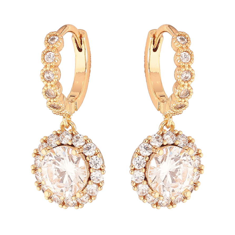 Серьги Xuping цвет Позолота 18К подвески на колечках "Кристальный блеск" фото №1