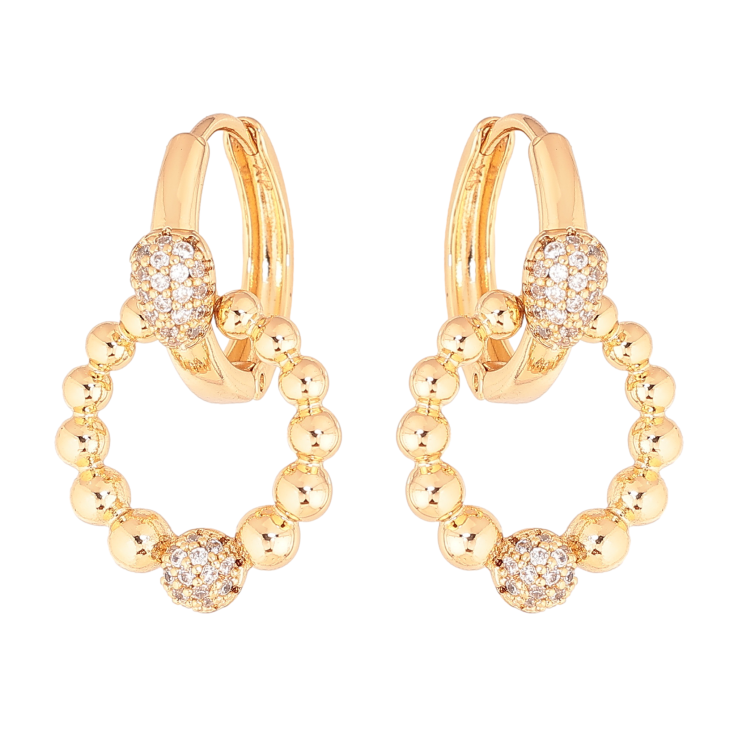 Сережки Xuping колір Позолота 18К підвіски на колечках "Колечка з інкрустацією кристалами"  фото №17