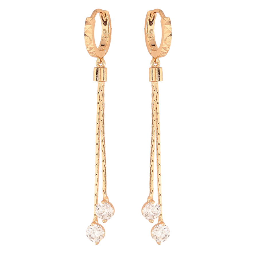 Сережки Xuping колір Позолота 18К підвіски на колечках "Кристальні підвіски" фото №1