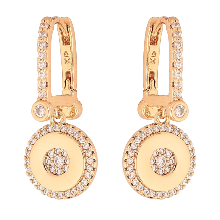 Сережки Xuping колір Позолота 18К підвіски на колечках "Візерунок з кристалами" фото №13