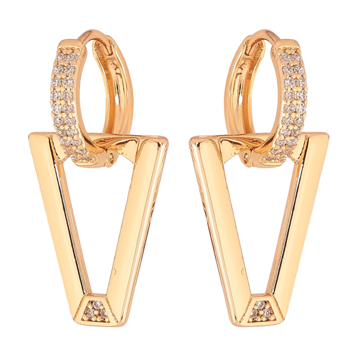 Сережки Xuping колір Позолота 18К підвіски на колечках "Візерунок з кристалами" фото №7 Сережки Xuping колір Позолота 18К підвіски на колечках "Візерунок з кристалами" фото №7