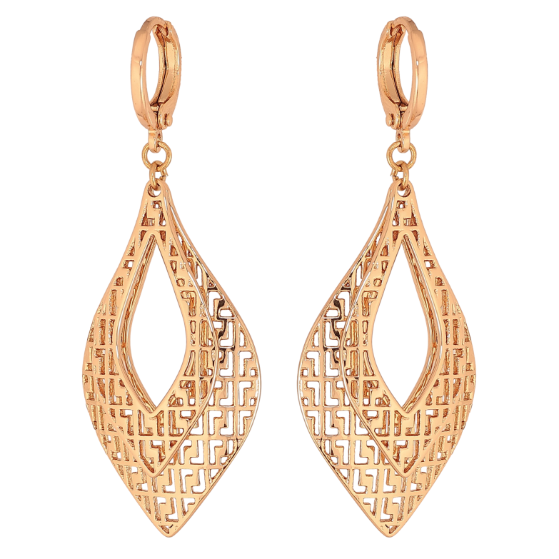 Сережки Xuping колір Позолота 18К підвіски на колечках "Різьблені підвіски" фото №1