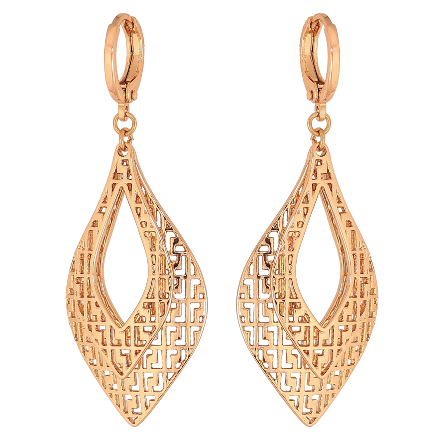 Сережки Xuping колір Позолота 18К підвіски на колечках "Різьблені підвіски" фото №1