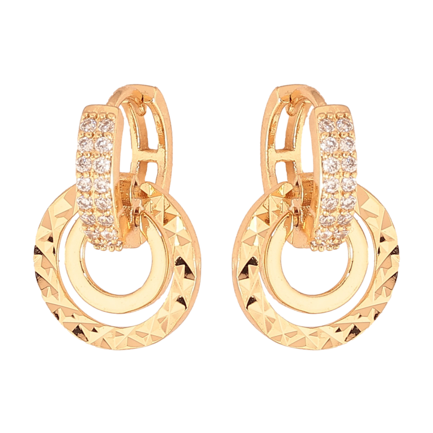 Серьги Xuping цвет Позолота 18К подвески на колечках "Колечки" фото №1