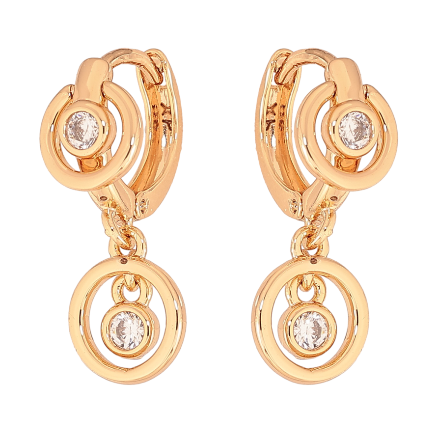 Сережки Xuping колір Позолота 18К підвіски на колечках "Візерунок з кристалами" фото №1