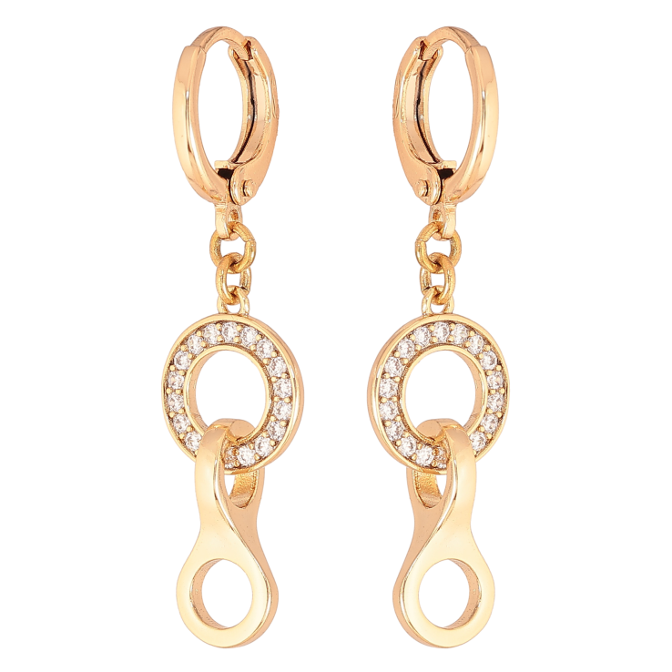 Сережки Xuping колір Позолота 18К підвіски на колечках "Візерунок з кристалами" фото №9 Сережки Xuping колір Позолота 18К підвіски на колечках "Візерунок з кристалами" фото №9