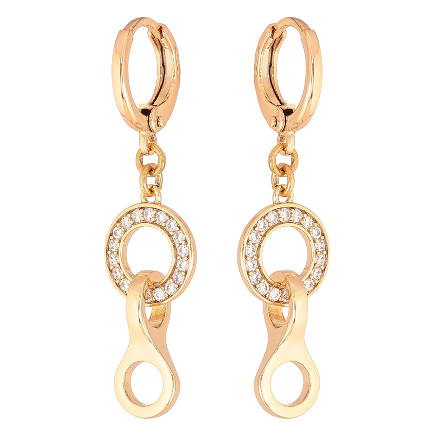 Серьги Xuping цвет Позолота 18К подвески на колечках "Узор с кристаллами" фото №1 Серьги Xuping цвет Позолота 18К подвески на колечках "Узор с кристаллами" фото №1