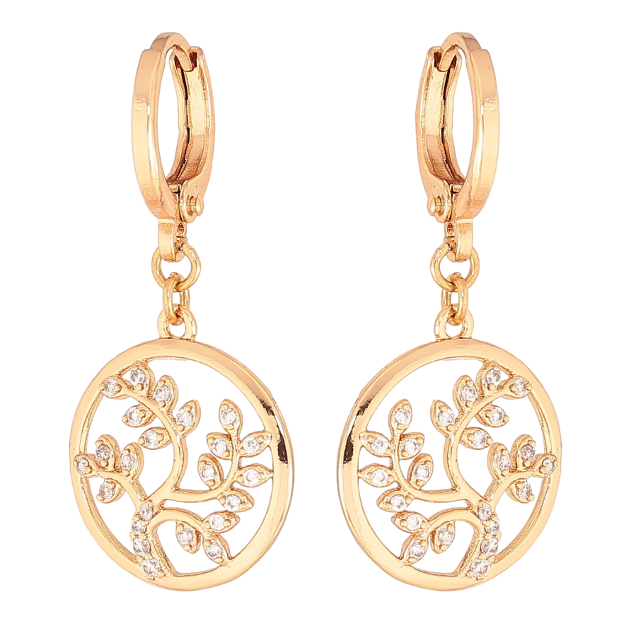 Сережки Xuping колір Позолота 18К підвіски на колечках "Дерево життя" фото №1