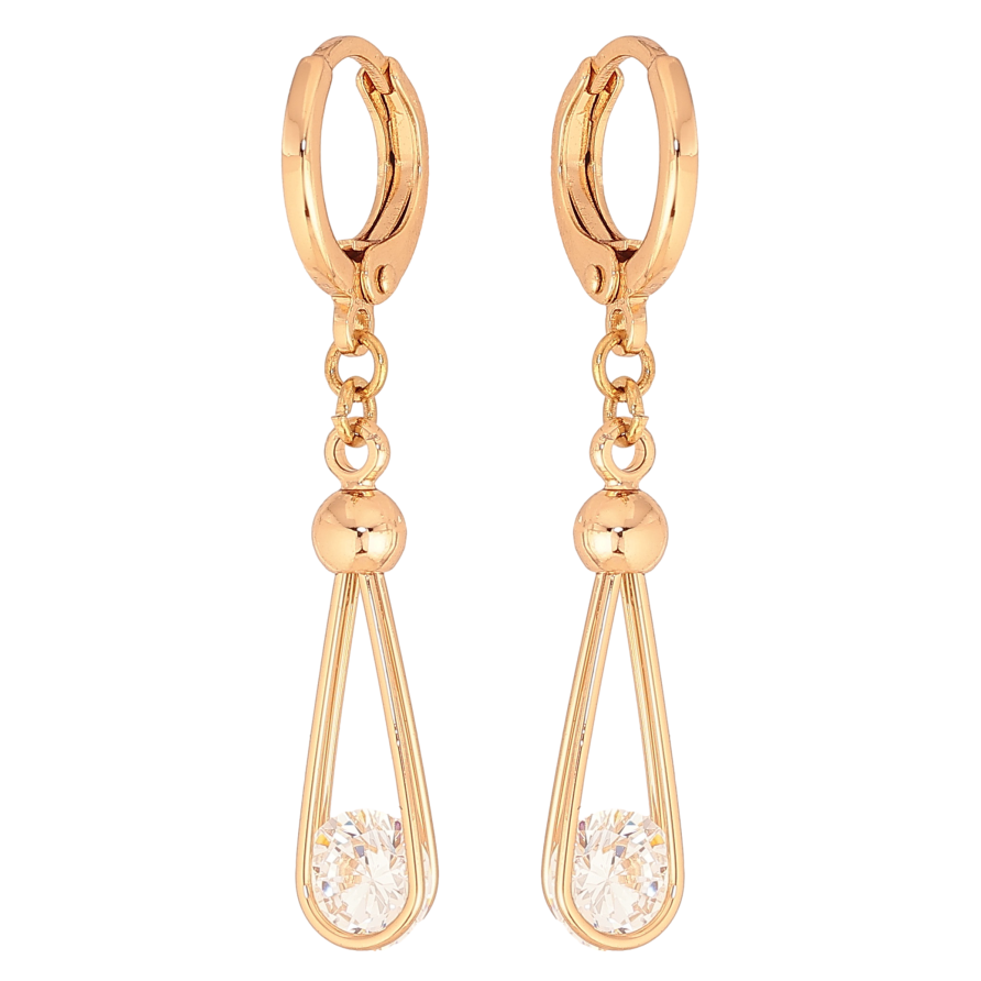 Серьги Xuping цвет Позолота 18К подвески на колечках "Узор с кристаллами" фото №1 Серьги Xuping цвет Позолота 18К подвески на колечках "Узор с кристаллами" фото №1