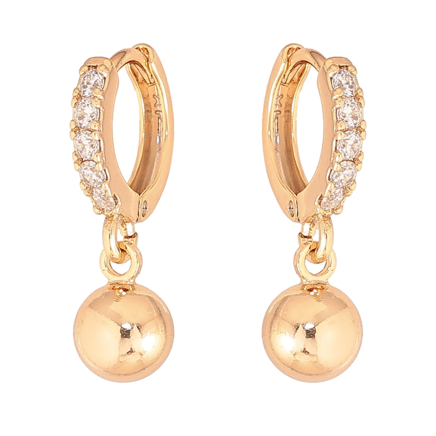 Сережки Xuping колір Позолота 18К підвіски на колечках "Кульки" ø 6мм фото №1