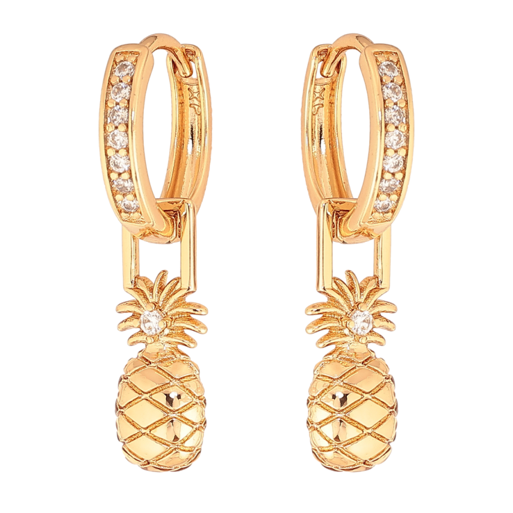 Сережки Xuping колір Позолота 18К підвіски на колечках "Ананаси" фото №12