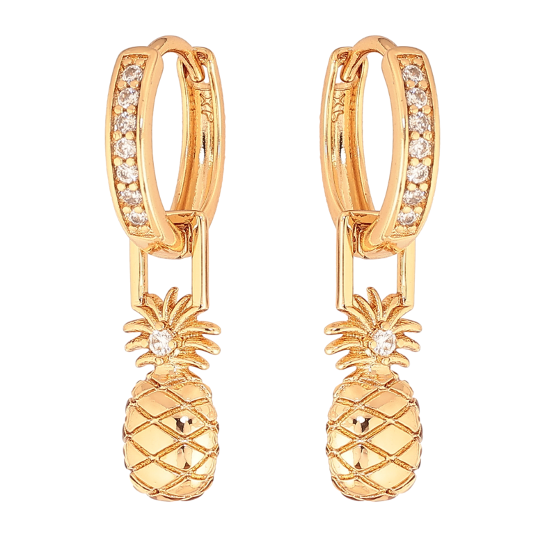 Серьги Xuping цвет Позолота 18К подвески на колечках "Ананасы" фото №1
