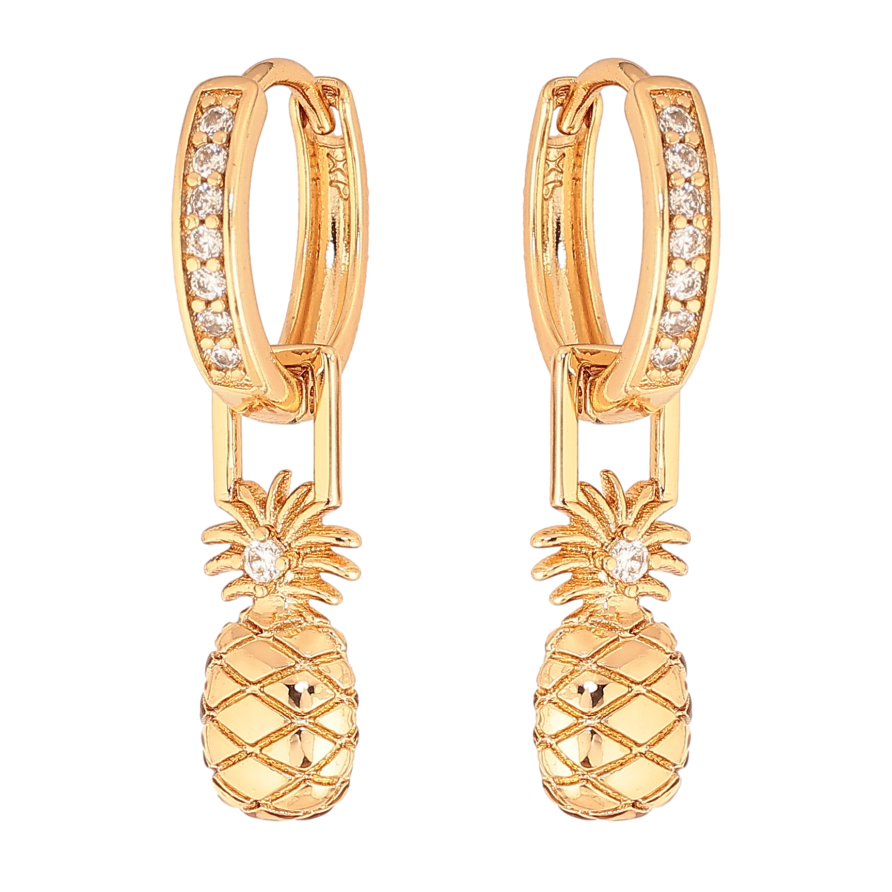 Сережки Xuping колір Позолота 18К підвіски на колечках "Ананаси" фото №1