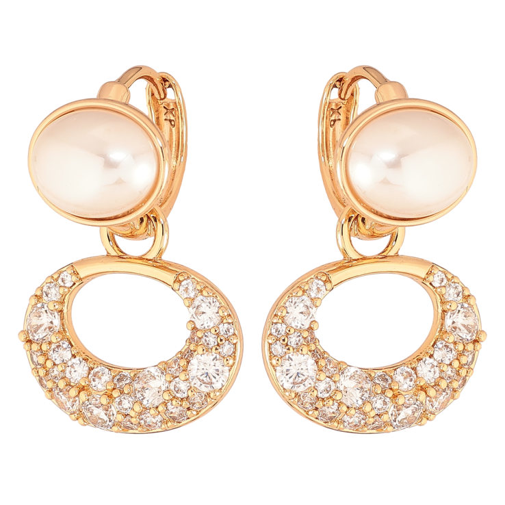 Сережки Xuping колір Позолота 18К підвіски на колечках "Візерунок з кристалами і перлинами" 2 в 1 фото №10 Сережки Xuping колір Позолота 18К підвіски на колечках "Візерунок з кристалами і перлинами" 2 в 1 фото №10