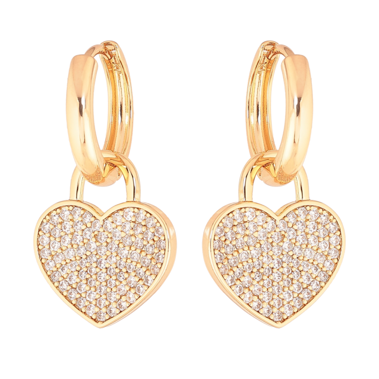Сережки Xuping колір Позолота 18К підвіски на колечках "Сердечки з інкрустацією кристалами" 2 в 1 фото №18