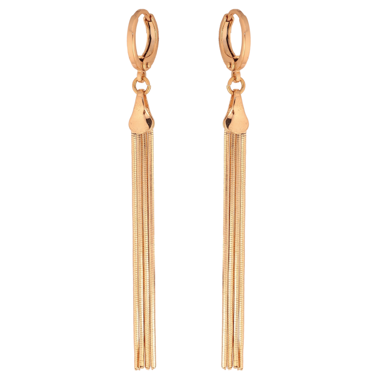 Сережки Xuping колір Позолота 18К підвіски на колечках "Чотири ланцюжки" фото №25