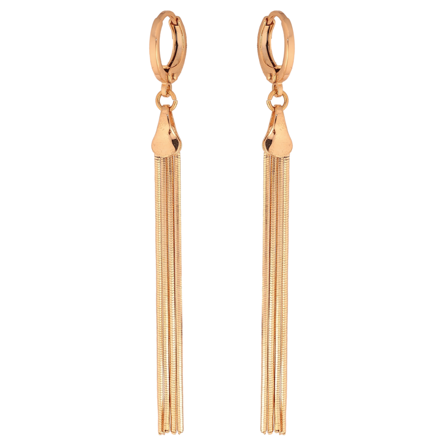 Сережки Xuping колір Позолота 18К підвіски на колечках "Чотири ланцюжки" фото №1