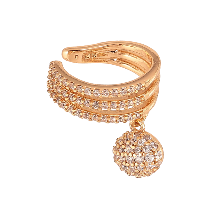 Сережки Xuping колір Позолота 18К моно-каффа "Інкрустація кристалами" (1шт) на ліве ухо фото №10