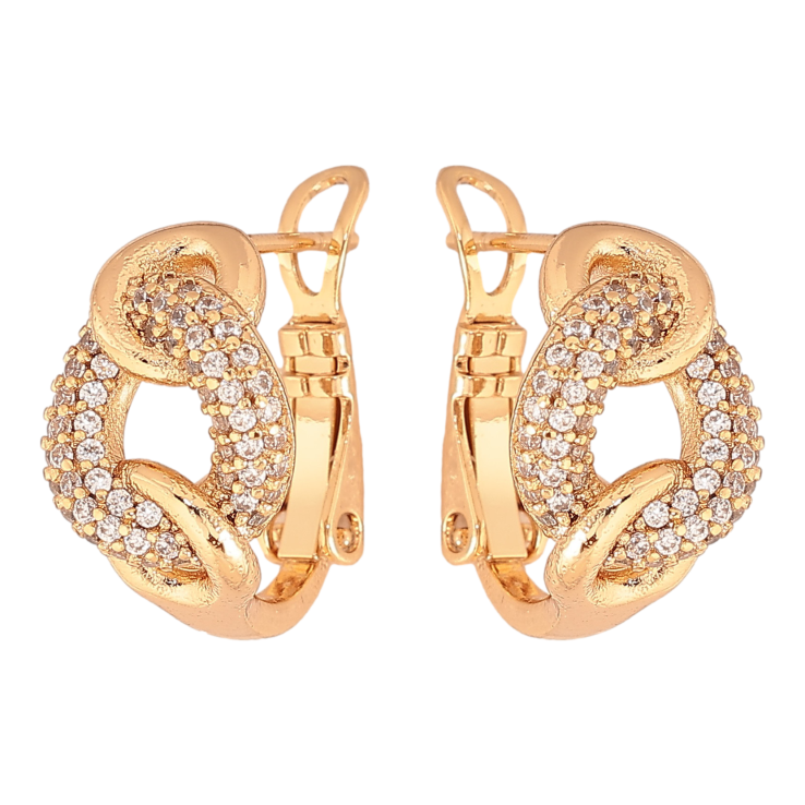 Сережки Xuping колір Позолота 18К італійський замок "Візерунок з кристалами" фото №11 Сережки Xuping колір Позолота 18К італійський замок "Візерунок з кристалами" фото №11