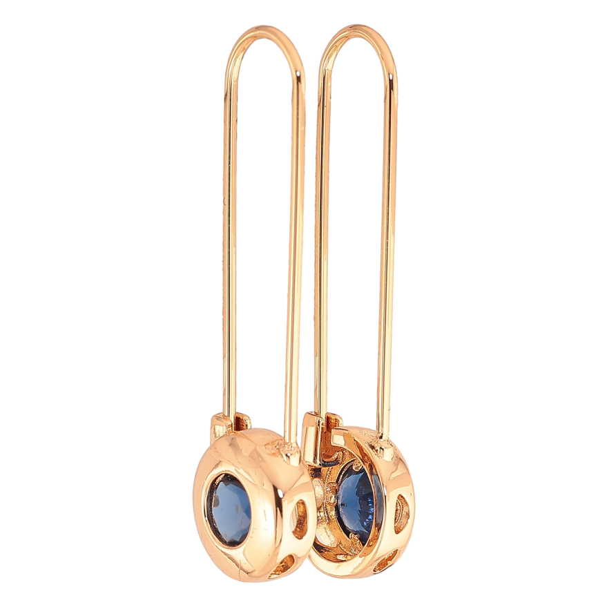 Сережки Xuping колір Позолота 18К французький замок "Булавки з синіми кристалами" фото №1 Сережки Xuping колір Позолота 18К французький замок "Булавки з синіми кристалами" фото №1