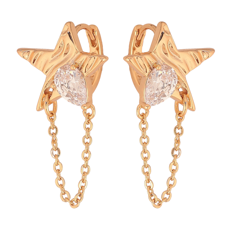 Серьги Xuping цвет Позолота 18К подвески на колечках "Звезды с кристаллами" фото №17 Серьги Xuping цвет Позолота 18К подвески на колечках "Звезды с кристаллами" фото №17