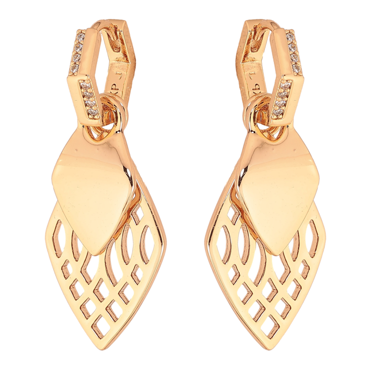 Сережки Xuping колір Позолота 18К підвіски на колечках "Декоративний візерунок" 2 в 1 фото №4 Сережки Xuping колір Позолота 18К підвіски на колечках "Декоративний візерунок" 2 в 1 фото №4