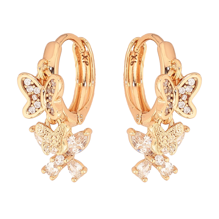 Сережки Xuping колір Позолота 18К підвіски на колечках "Кристальні метелики" фото №8 Сережки Xuping колір Позолота 18К підвіски на колечках "Кристальні метелики" фото №8