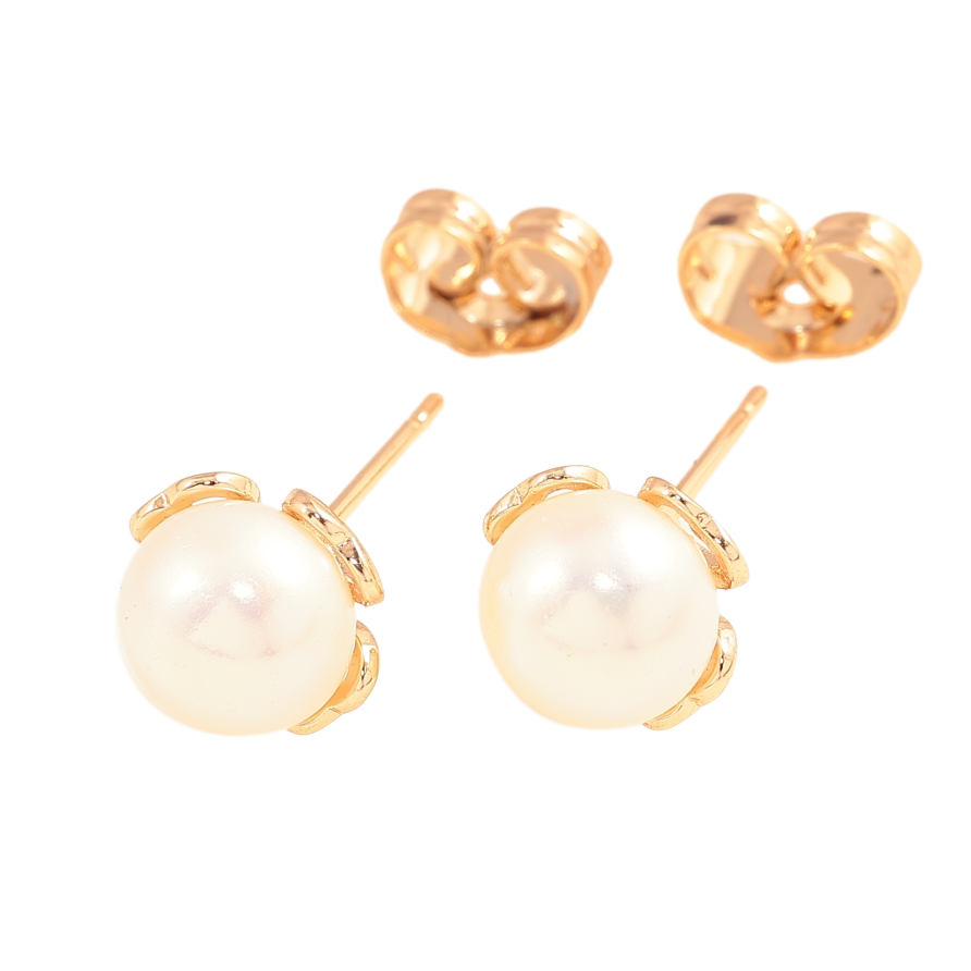 Сережки Xuping колір Позолота 18К пусети "Перлинні квіточки" фото №1