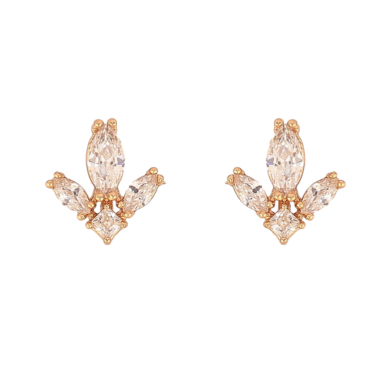 Сережки Xuping колір Позолота 18К пусети "Візерунок з кристалами" фото №1