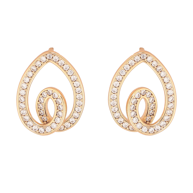 Серьги Xuping цвет Позолота 18К пусеты "Узор с кристаллами" фото №21