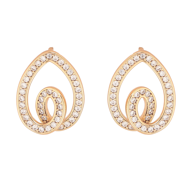 Серьги Xuping цвет Позолота 18К пусеты "Узор с кристаллами" фото №1