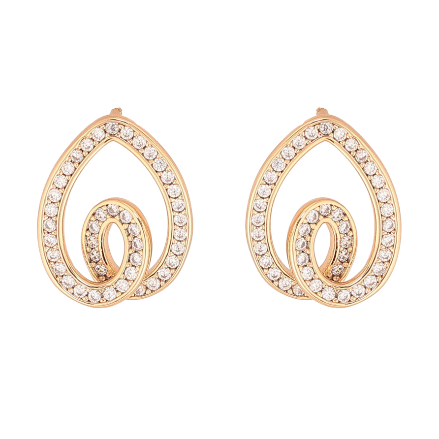 Серьги Xuping цвет Позолота 18К пусеты "Узор с кристаллами" фото №1