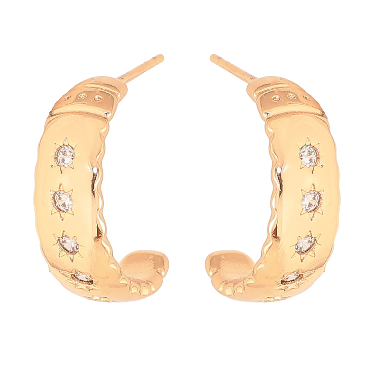 Серьги Xuping цвет Позолота 18К пусеты "Дуги с кристаллами" фото №25