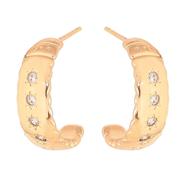 Сережки Xuping колір Позолота 18К пусети "Дуги з кристалами" фото №1