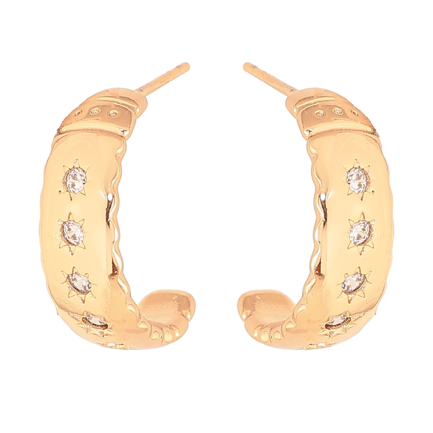 Серьги Xuping цвет Позолота 18К пусеты "Дуги с кристаллами" фото №1