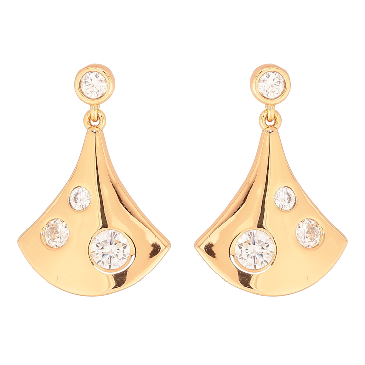 Серьги Xuping цвет Позолота 18К пусеты "Подвески с кристаллами" фото №10