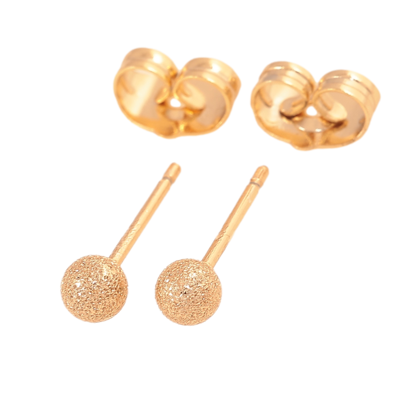 Серьги Xuping цвет Позолота 18К пусеты "Шарики с шагренью" ø 4мм фото №1