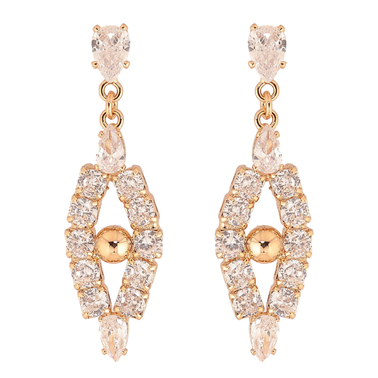 Серьги Xuping цвет Позолота 18К пусеты "Подвески с кристаллами" фото №21