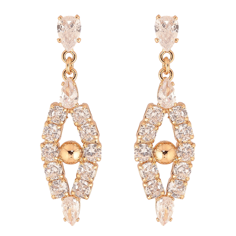 Серьги Xuping цвет Позолота 18К пусеты "Подвески с кристаллами" фото №1