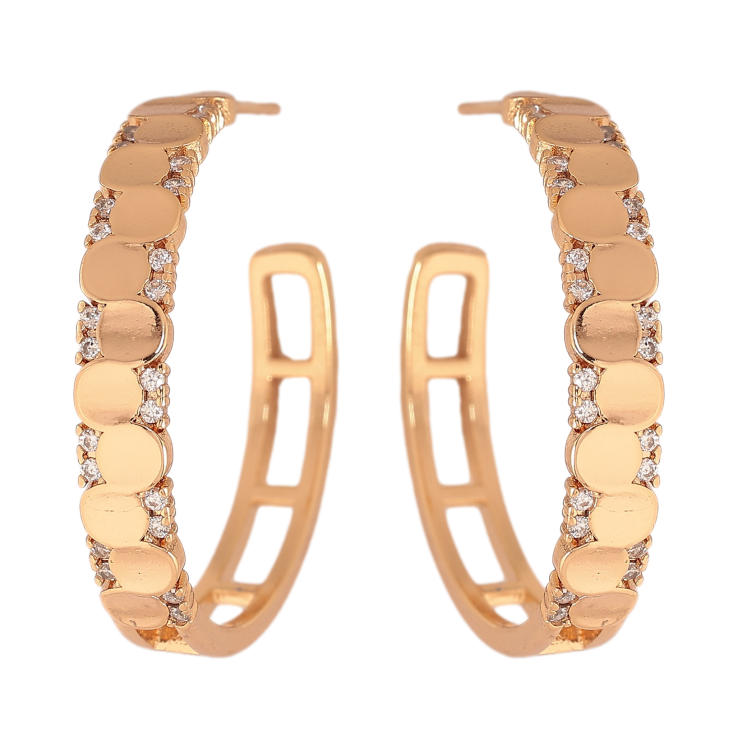 Серьги Xuping цвет Позолота 18К пусеты "Узор с кристаллами" фото №4