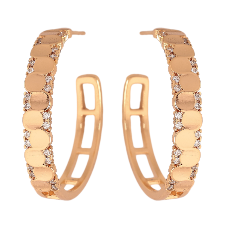 Серьги Xuping цвет Позолота 18К пусеты "Узор с кристаллами" фото №2
