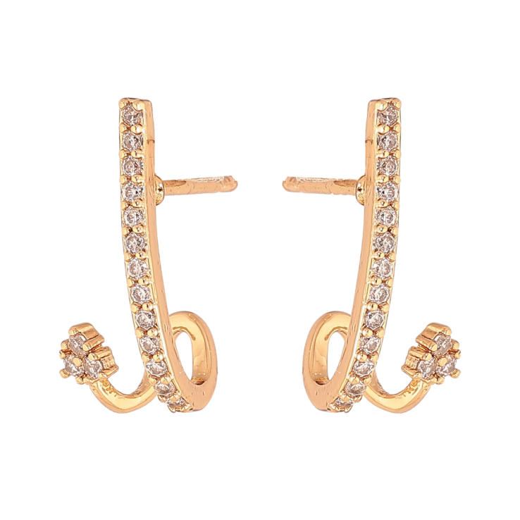 Серьги Xuping цвет Позолота 18К пусеты "Узор с кристаллами" фото №9