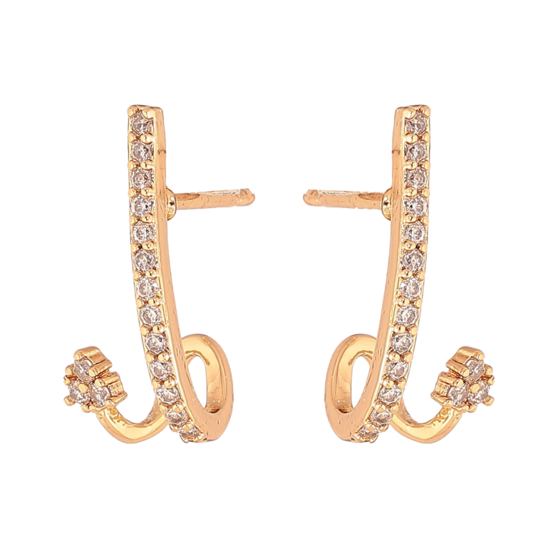 Серьги Xuping цвет Позолота 18К пусеты "Узор с кристаллами" фото №1