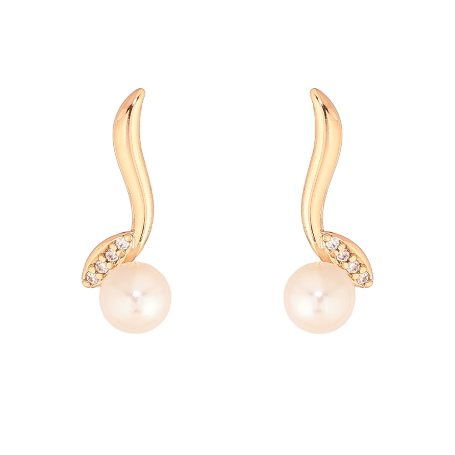 Сережки Xuping колір Позолота 18К пусети "Декоративний візерунок з перлинами" фото №1 Сережки Xuping колір Позолота 18К пусети "Декоративний візерунок з перлинами" фото №1