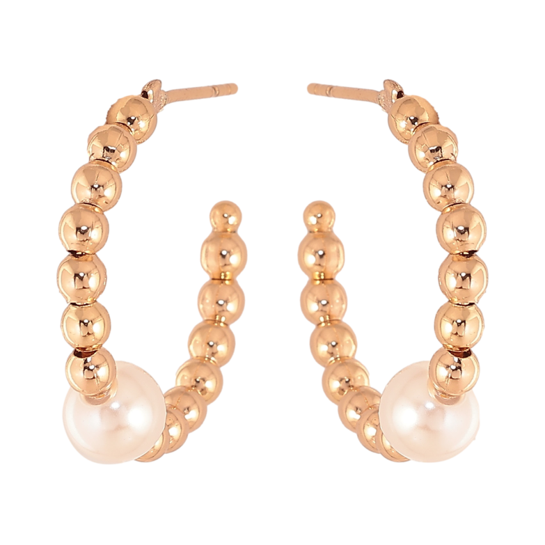 Сережки Xuping колір Позолота 18К пусети "Декоративний візерунок з намистинами" фото №1