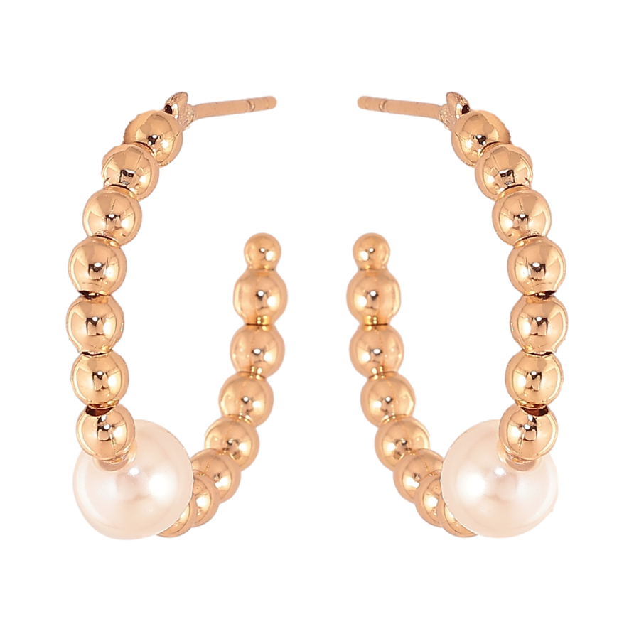 Серьги Xuping цвет Позолота 18К пусеты "Декоративный узор с бусинами" фото №1