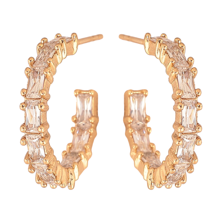 Сережки Xuping колір Позолота 18К пусети "Доріжки кристалів" фото №8