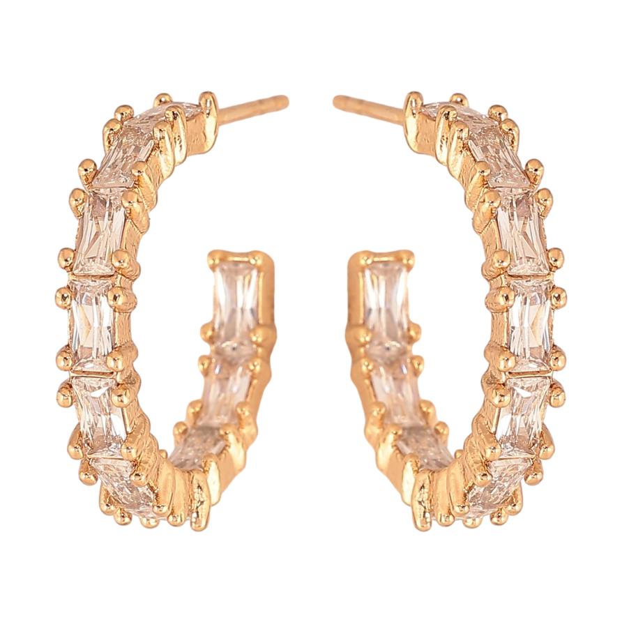 Сережки Xuping колір Позолота 18К пусети "Доріжки кристалів" фото №1